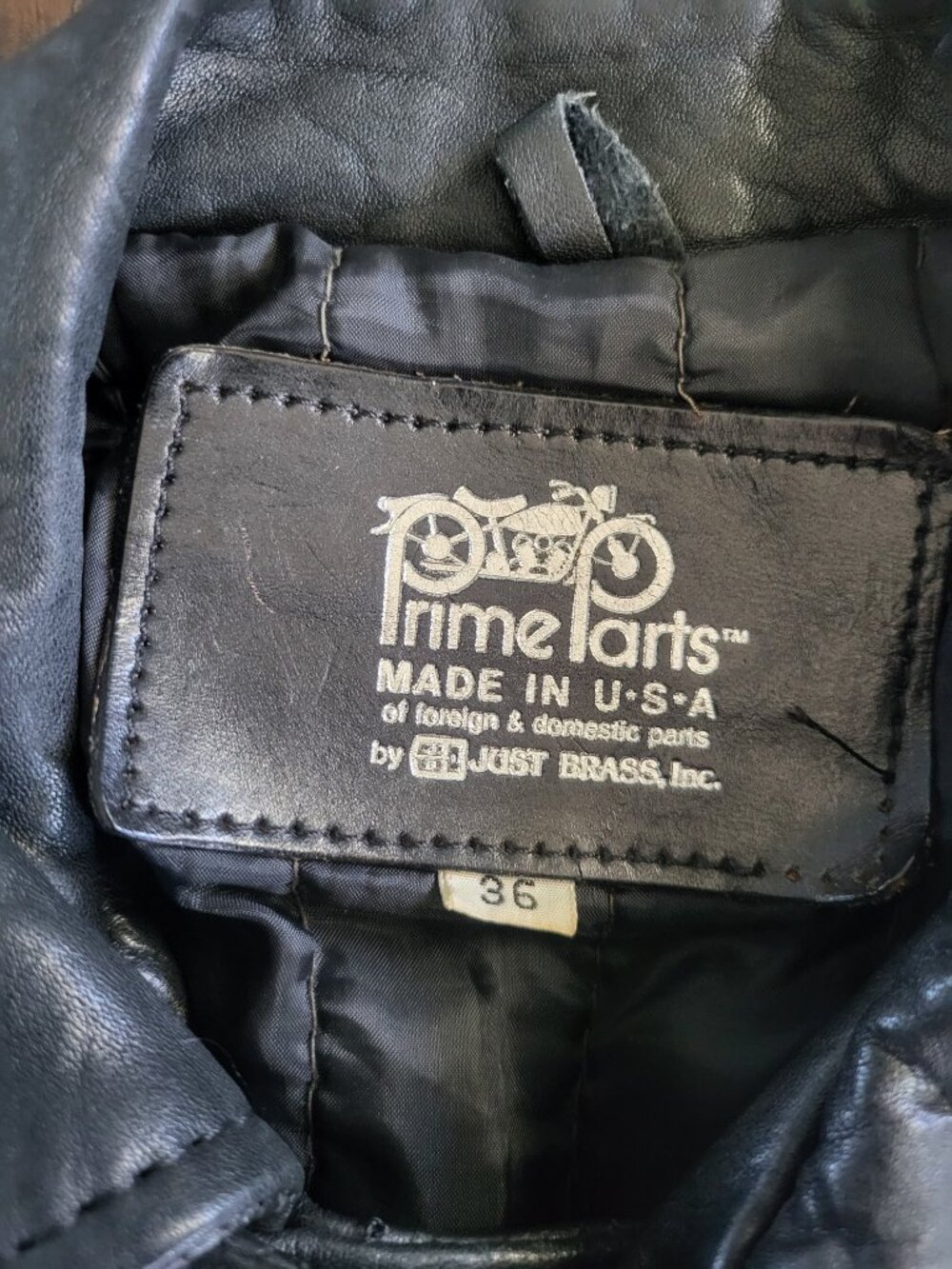 Vintage Prime Parts USA Heavy Leather Motorcycle Jacket Mens Size 36 Moto Guzzi - Picture 2 of 12